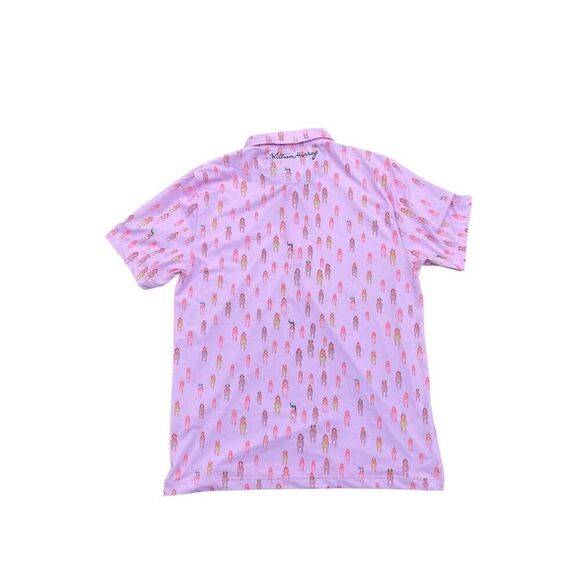 William Murray Golf Polo Shirt Mens large Pink Horse Racing And They're Off - Picture 3 of 6